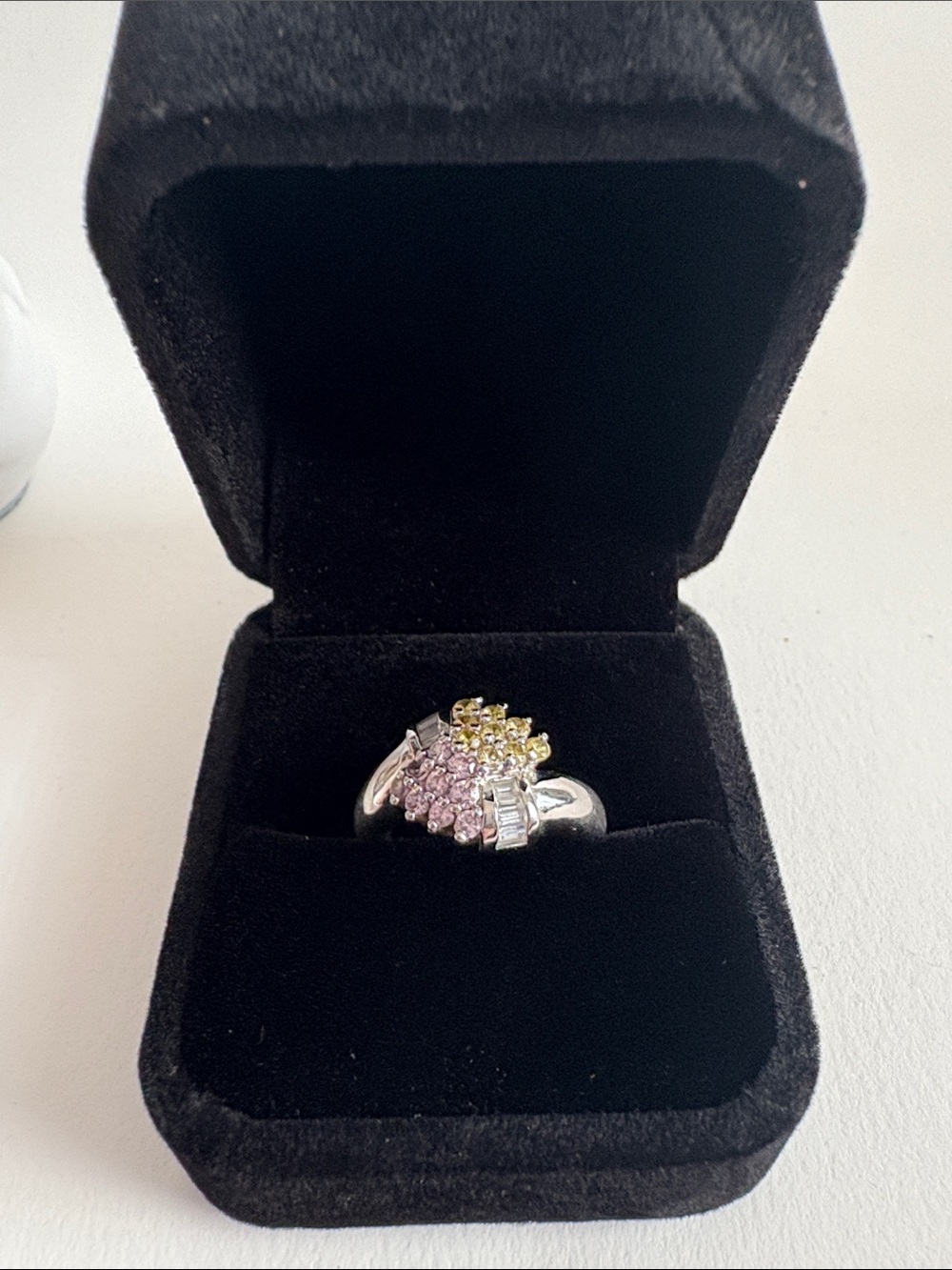 925 Sterling Silver Cluster Cocktail Ring with Yellow Citrine and Pink Topaz